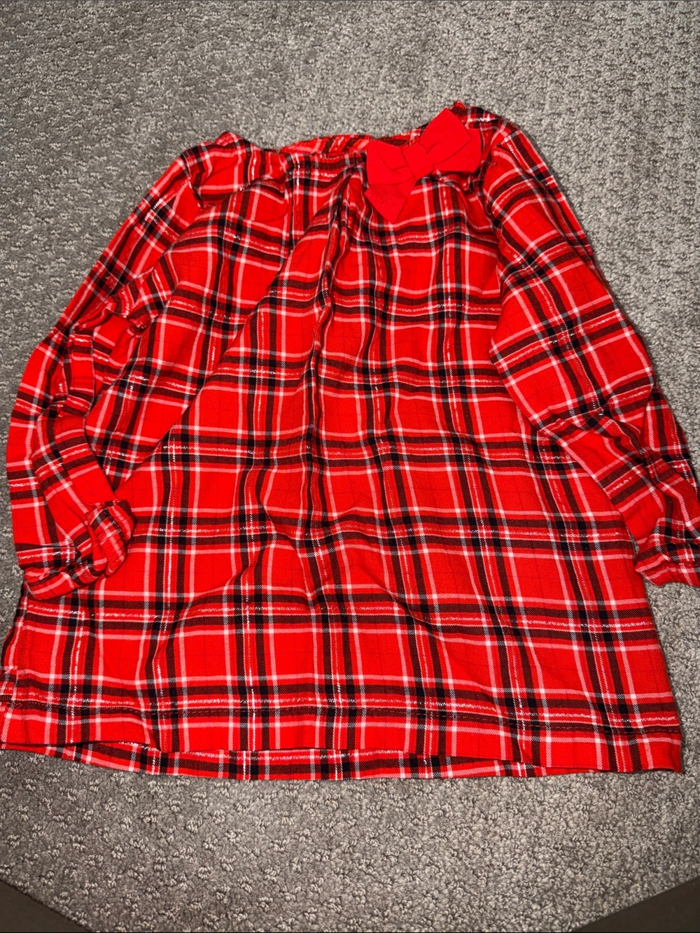 Carter's Red Plaid Long-Sleeve Top with Bow Detail